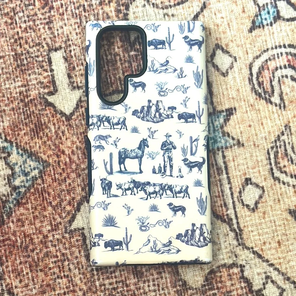 Western Pattern Blue and White Phone Case - Unbranded